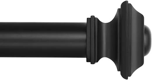 Ivilon Drapery Treatment Window Curtain Rod - Square Design 1 1/8 Rod. 120 to 240 Inch - Black