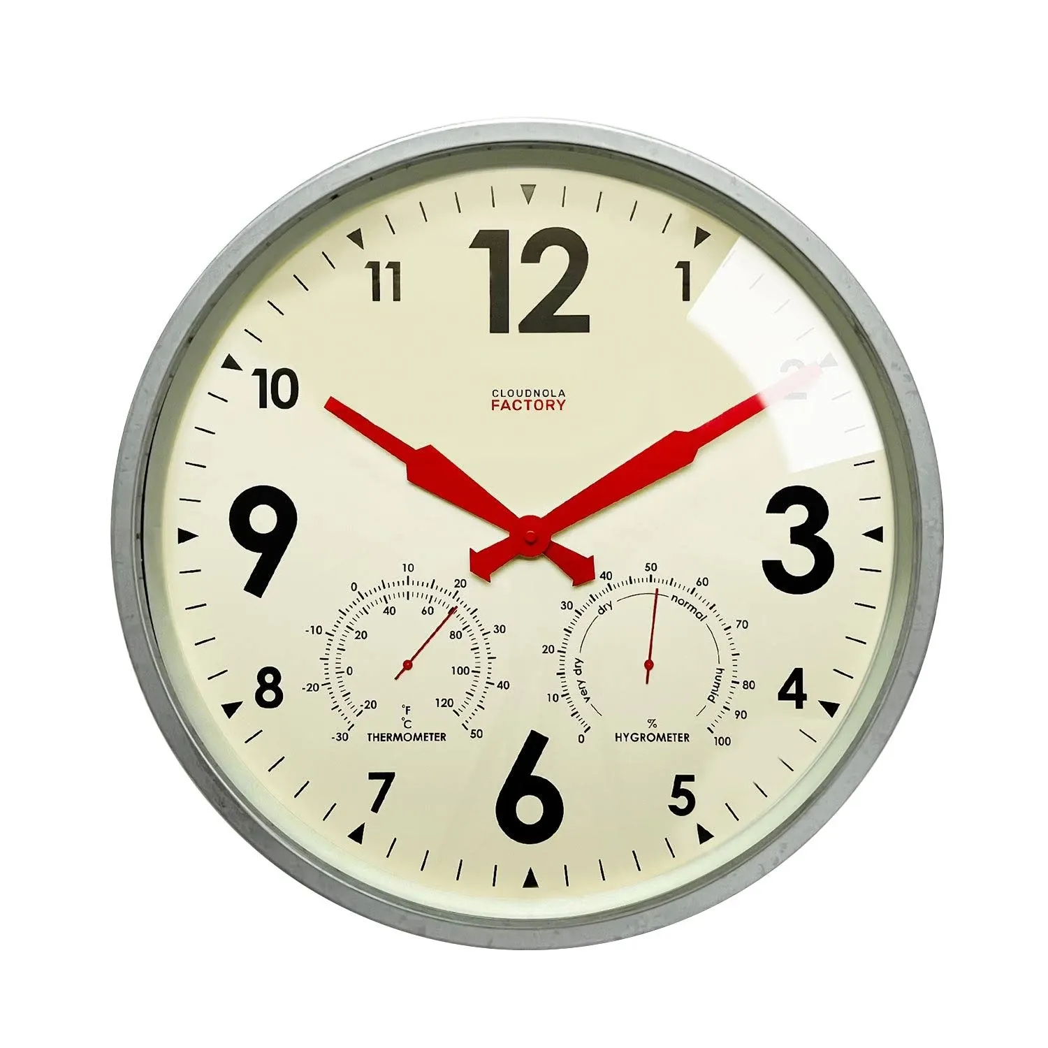 Factory Outdoor Zinc Wall Clock Silver