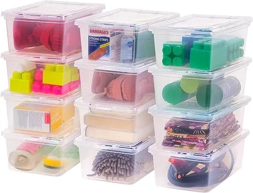 Iris USA 6 qt Clear Storage Latch Box, 12 Pack