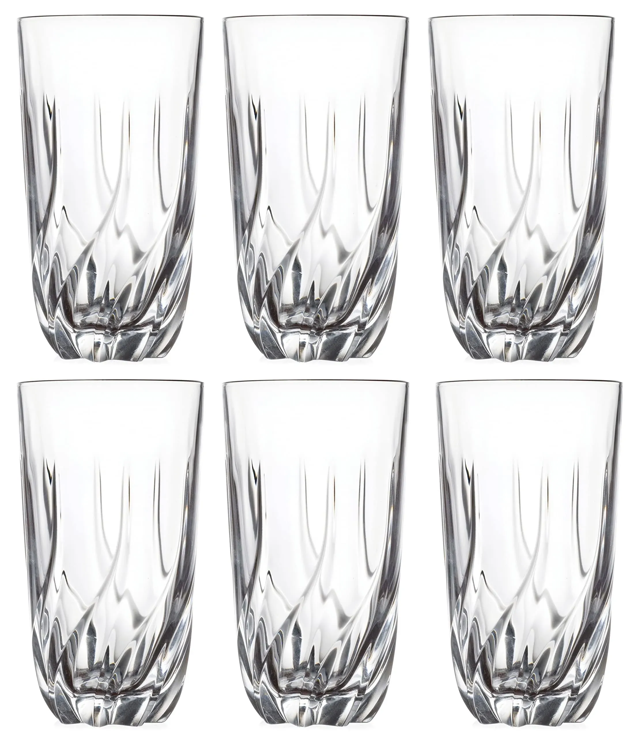 Barski European Crystal Highball Glasses - Dishwasher Safe Glasses for Water, Juice, Wine, Beer & Cocktails - Suitable for Daily Use & Special Occasions, Ideal Gift, Set of 6-15.75 oz