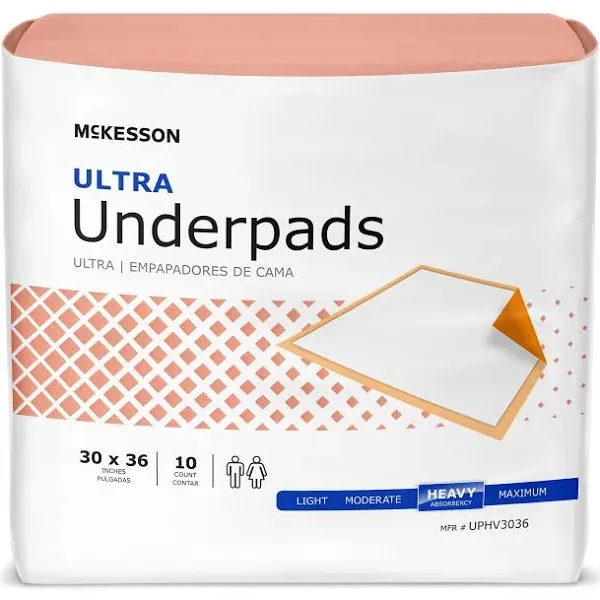 McKesson Underpad Ultra 30 X 36 Inch Heavy Absorbency