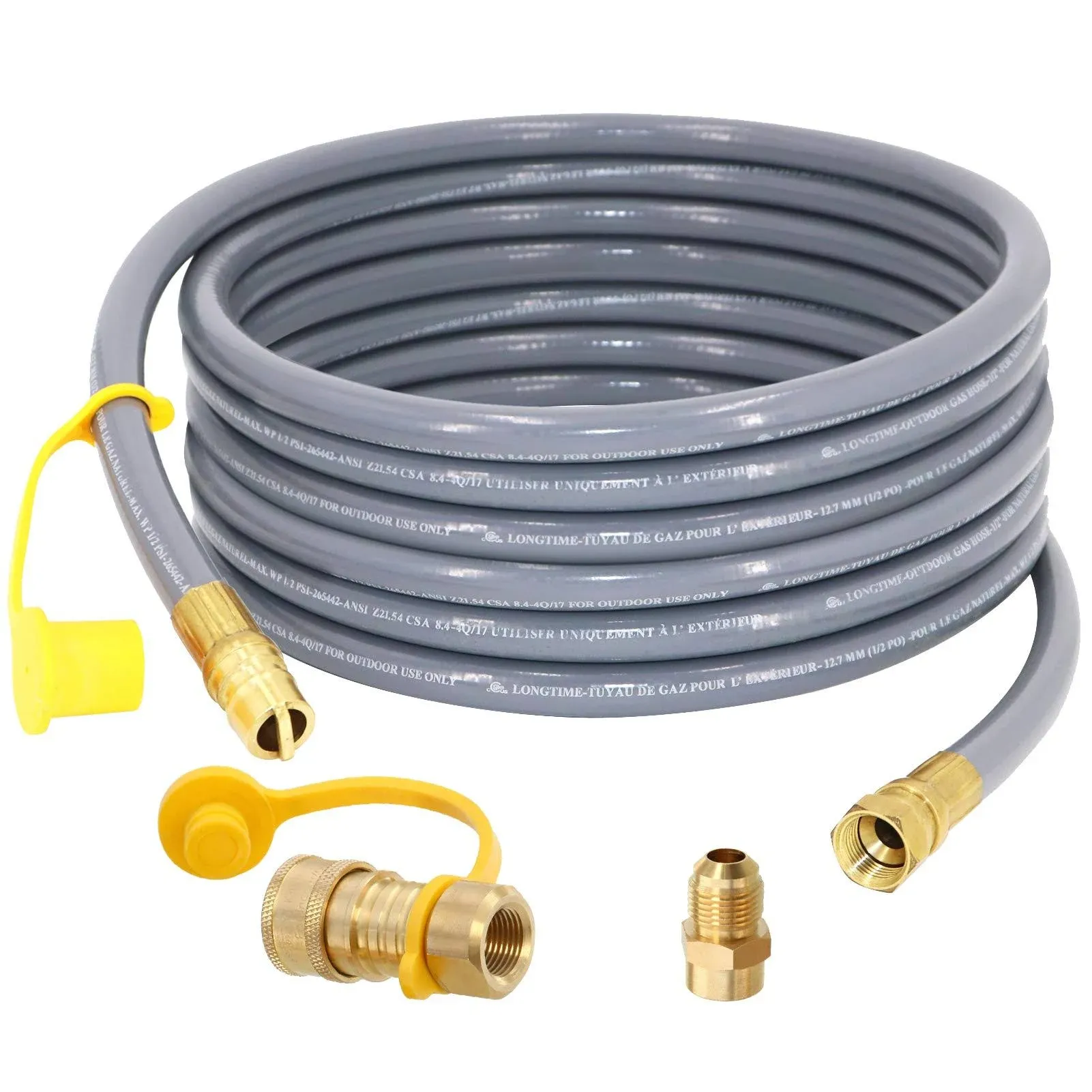 24 Feet 1/2-Inch Natural Gas Hose with Quick Connect Fitting for BBQ, Grill, ...