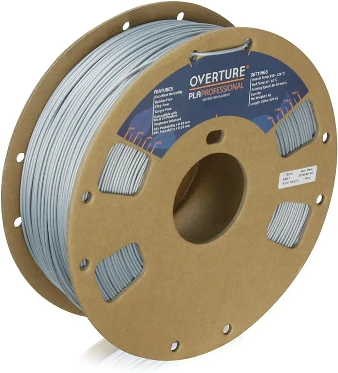 Overture PLA Plus (PLA+) Filament 1.75mm PLA Professional Toughness Enhanced PLA Roll, Cardboard Spool, Premium PLA 1kg(2.2lbs), Dimensional