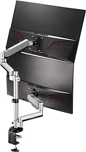 AVLT-Power Dual 32" Monitor Vertical Stack Desk Stand - Mount Two 17.6 lbs Compu