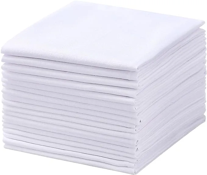 Men's Handkerchiefs 18 Pack 100% White Cotton Solid White Hankie