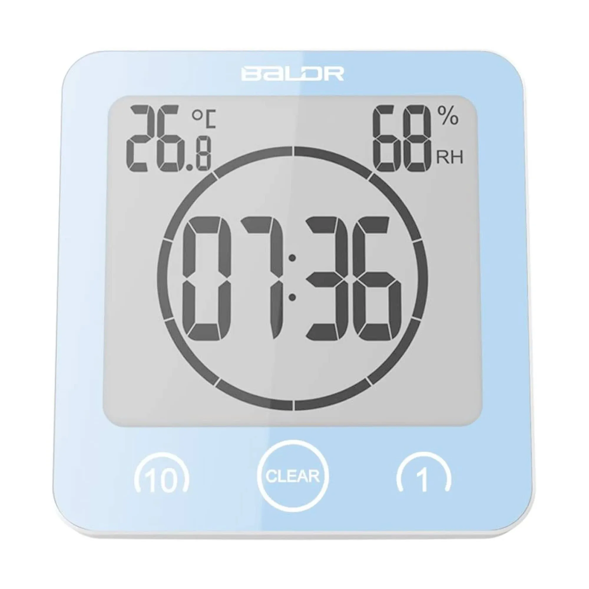 Baldr Bathroom LCD Waterproof Shower Clock with Timer (Blue)