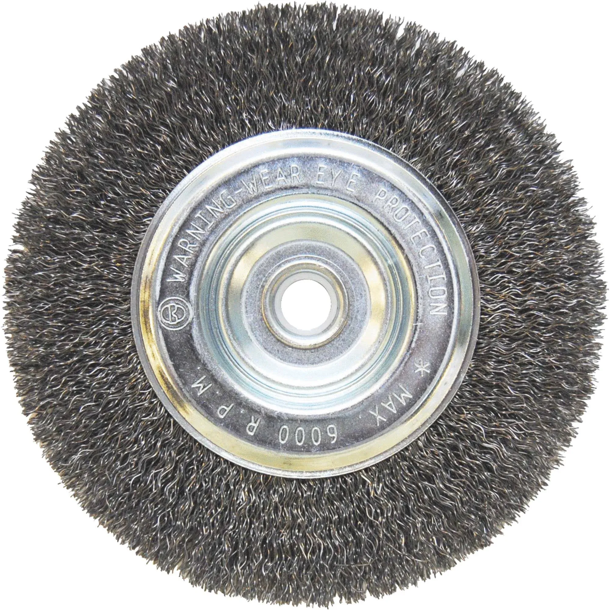 Weiler Vortec Pro Crimped Wire Wheel, 6 Inches D, .014 Carbon Steel, 6000 Rpm, Retail Pk - 1 per EA - 36000