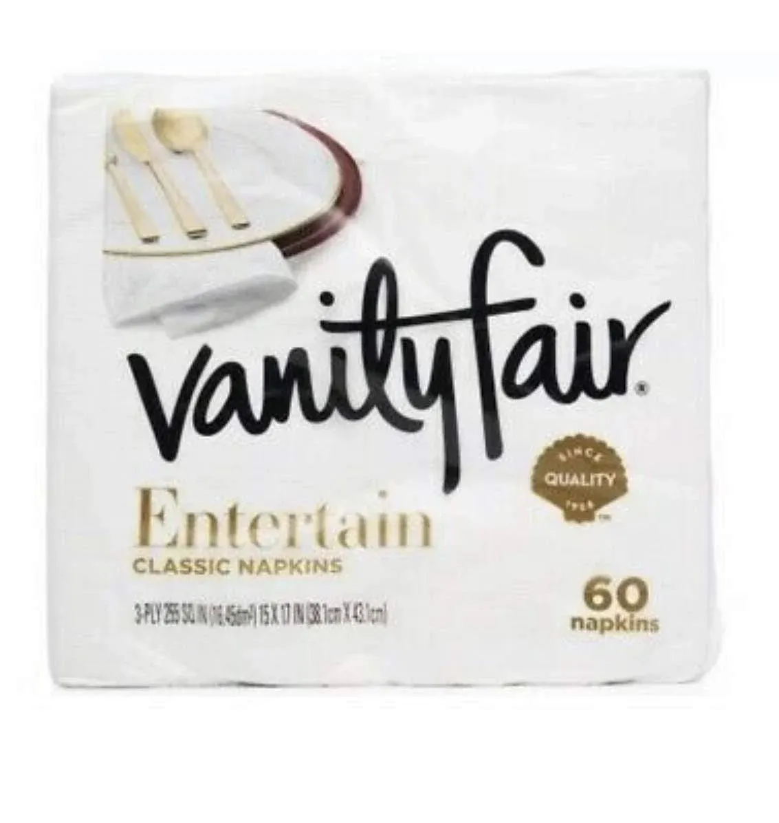 Vanity Fair Impressions 3 ply Napkins 2 Packs 60 Count Each, Luxurious Feel