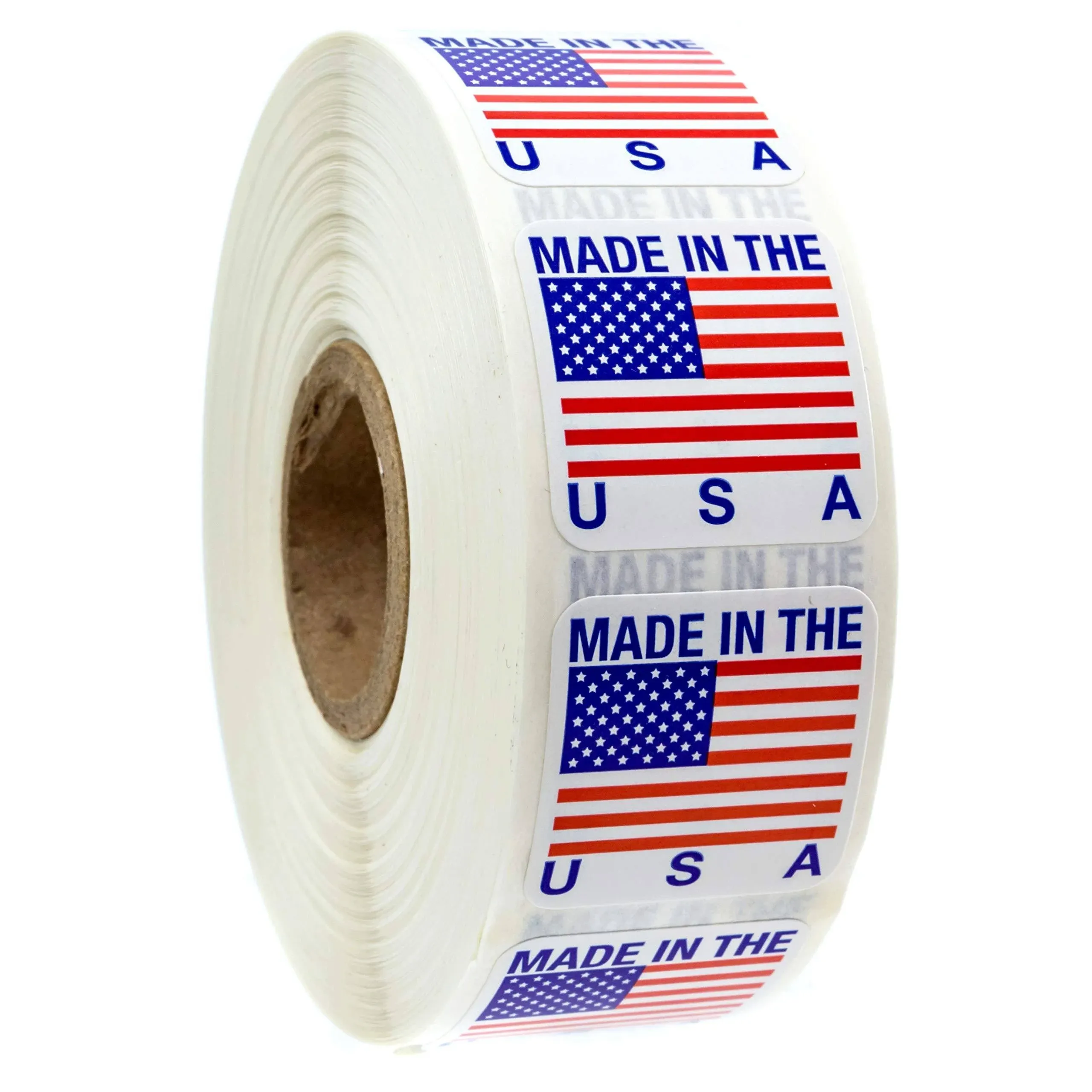 1&quot; x 1&quot; Made in The USA Stickers / USA Made Labels / 1000 American Manufacturer Labels Per Roll