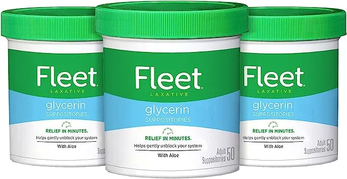 Fleet Glycerin Suppositories - 50 Suppositories 50 Count (pack of 3)(Packaging May Vary)