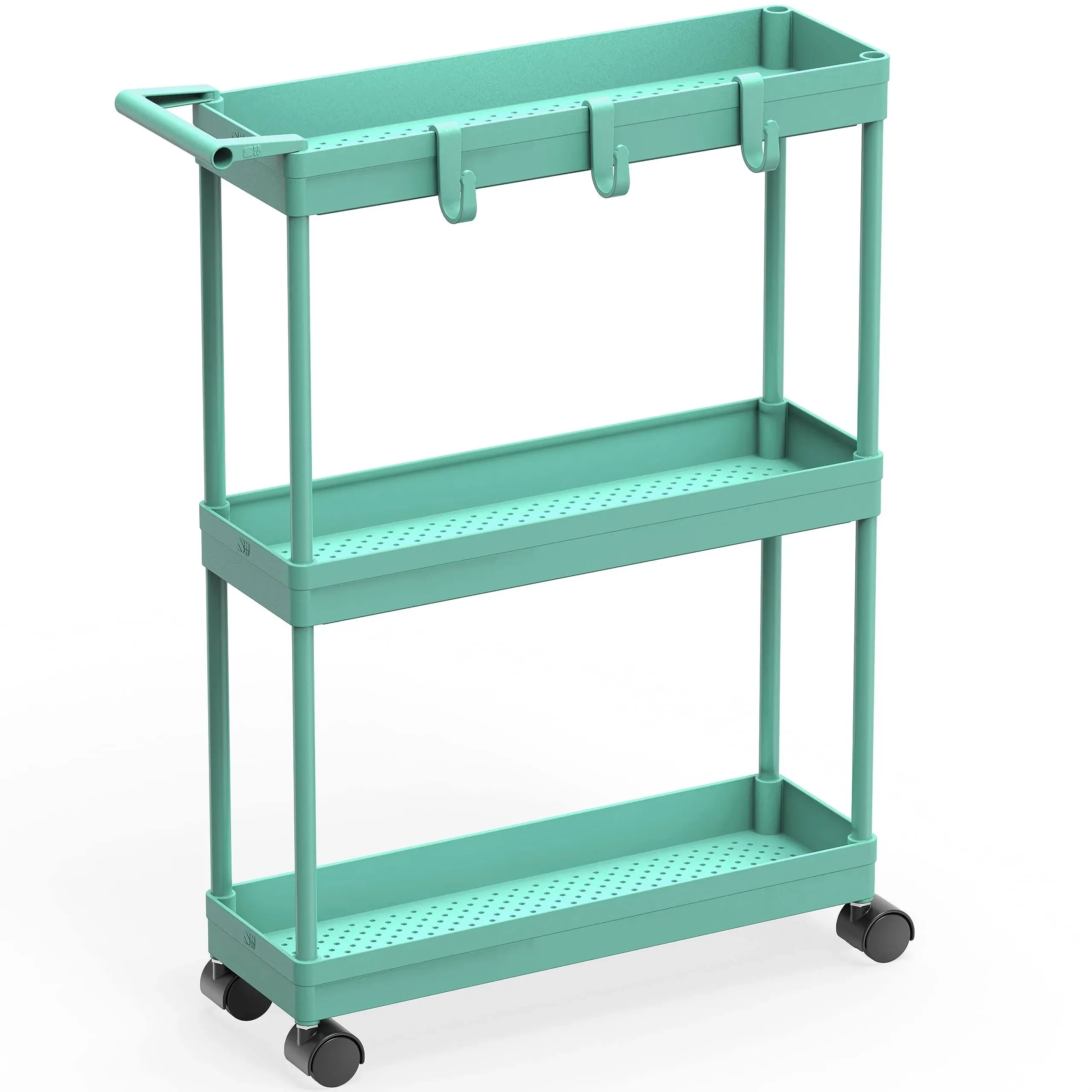 Simplehouseware Kitchen Cart Storage 3-Tier Slim/Super Narrow Shelves with Handle ...