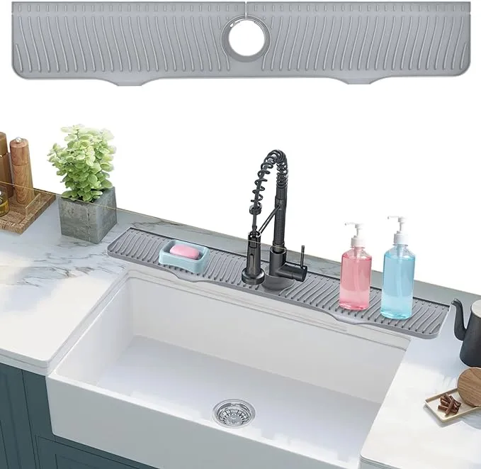 32 Inch Kitchen Sink Splash Guard, 32&#034;X 5.5&#034;Silicone Sink Faucet Splash Guard, L