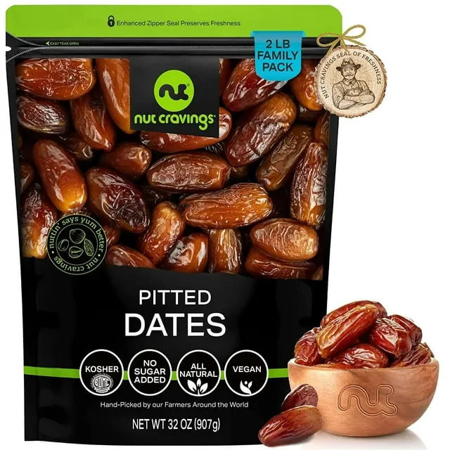 Nut Cravings Dried Deglet Noor Dates: Pitted, Unsweetened and All Natural (32oz)