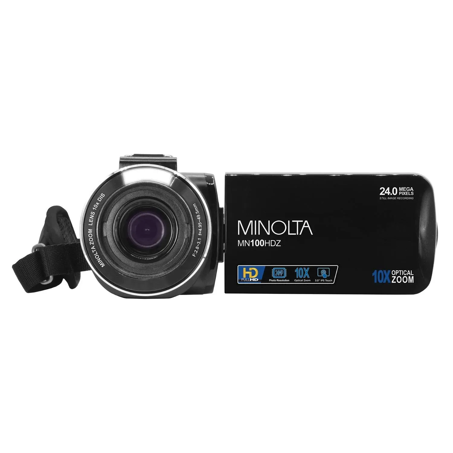 Minolta 1080P HD Camcorder with 10x Optical Zoom, Black w/ 64GB Accessory Bundle