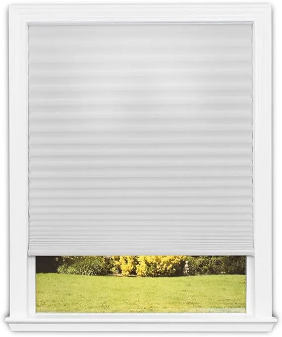 Redi Shade Easy Lift Trim-at-Home Cordless Pleated Light Filtering Fabric Shade White