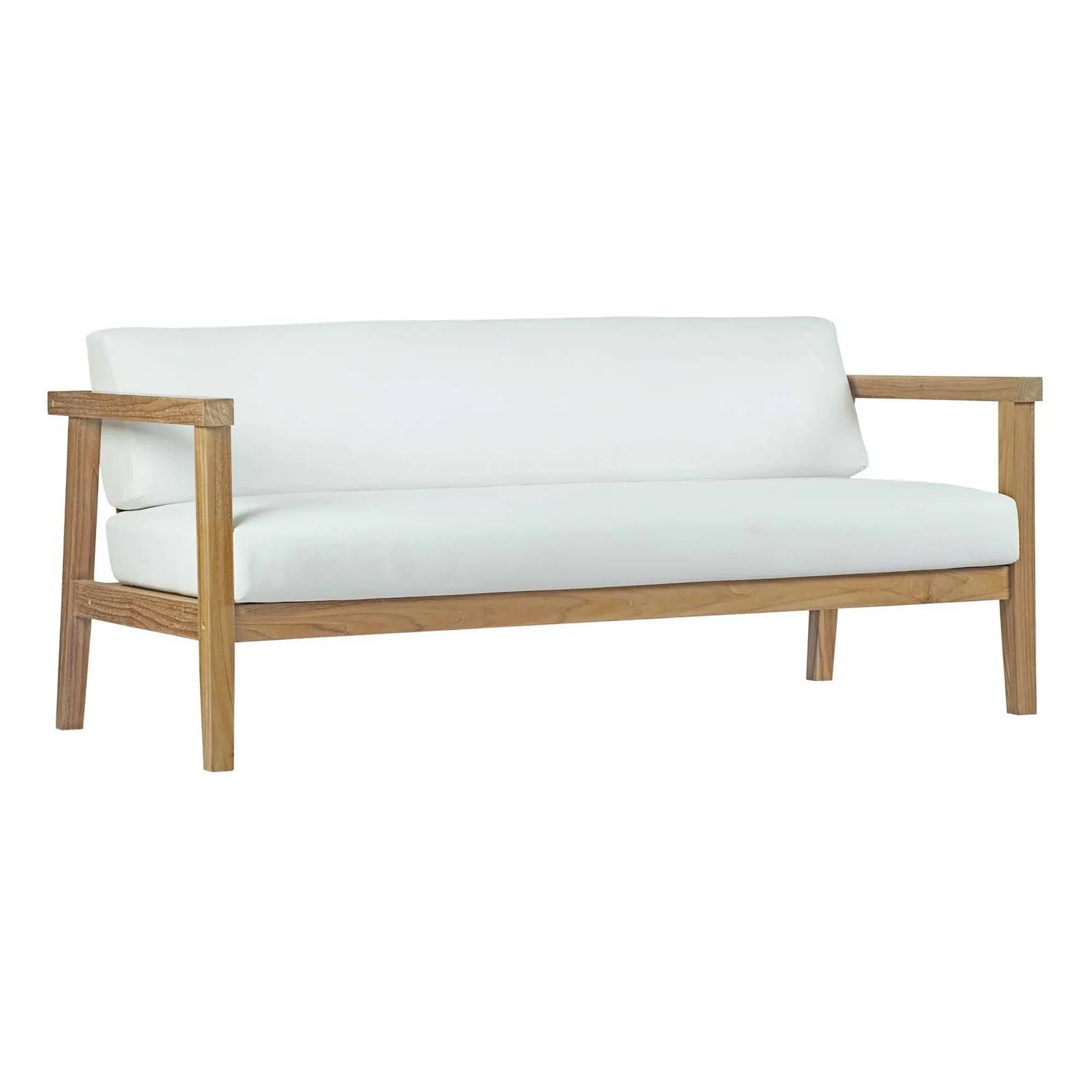 Modway Bayport Outdoor Patio Teak Sofa - Natural White