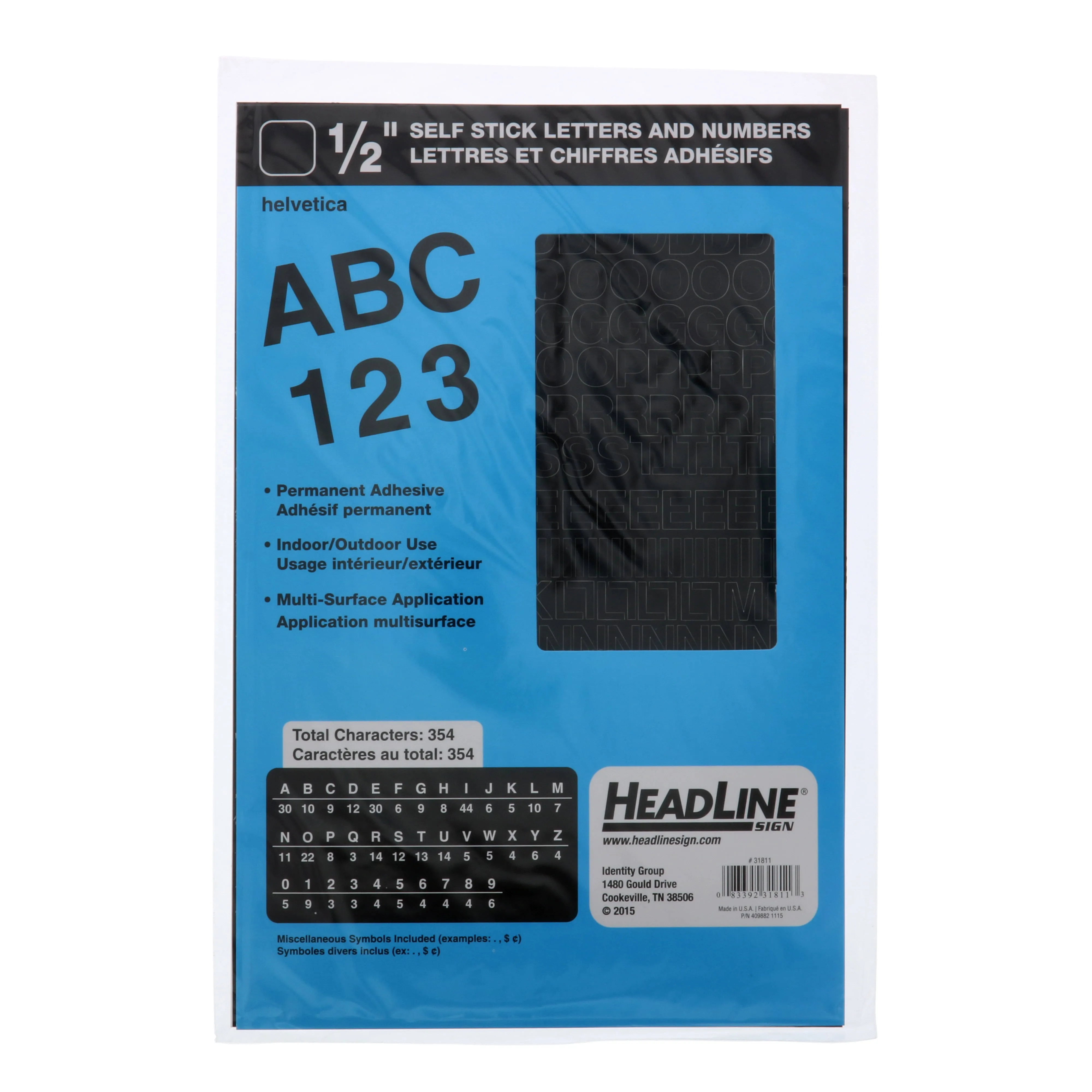 Sign Stick-On Vinyl Letters And Numbers, Black, 1/2-Inch, Made In Usa (31811)