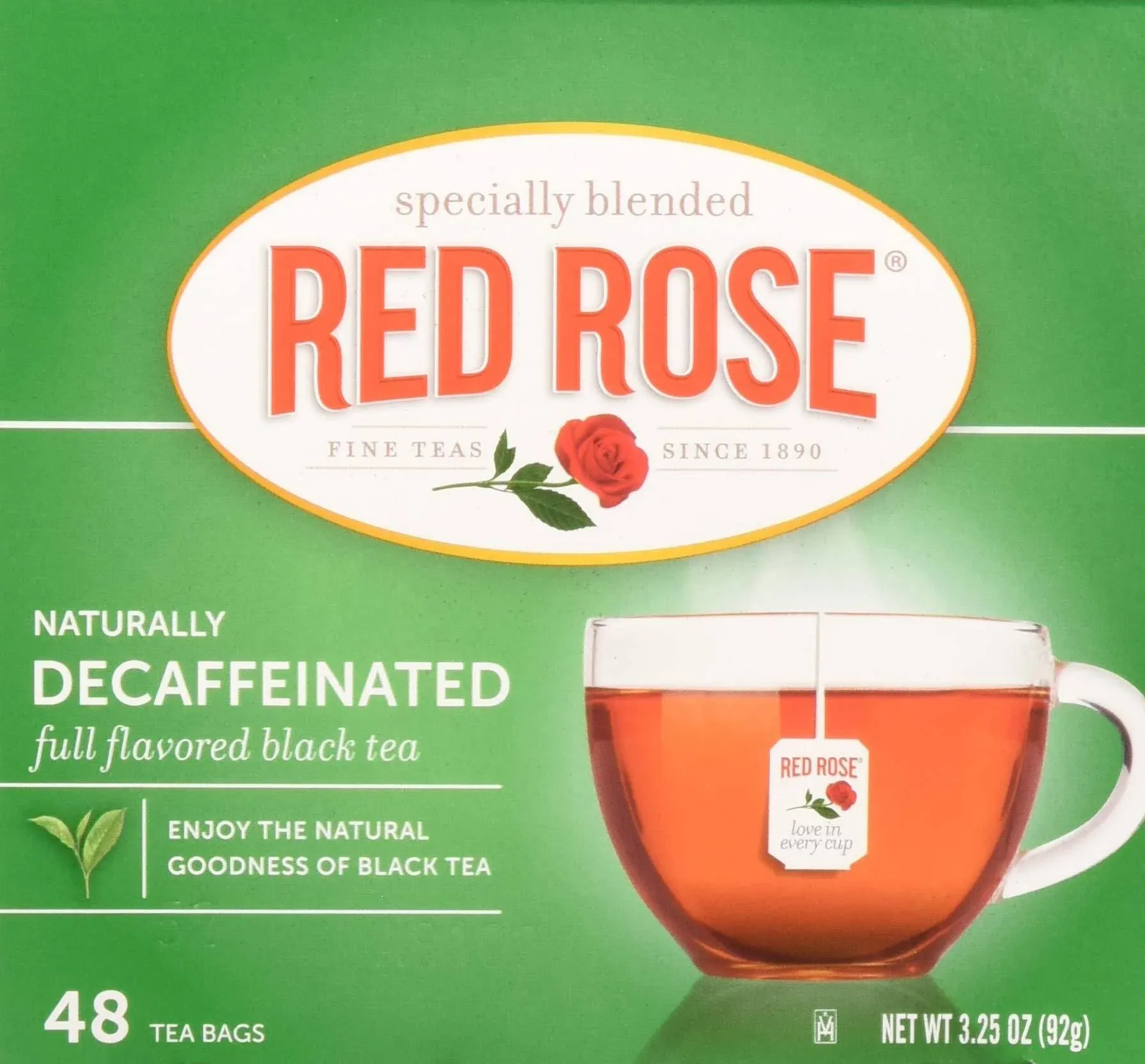 Red Rose Black Tea, Decaffeinated, Flavorful & Smooth - 48 bags, 3.25 oz