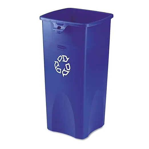 Rubbermaid Commercial Untouchable Square Recycling Container FG356973BLUE