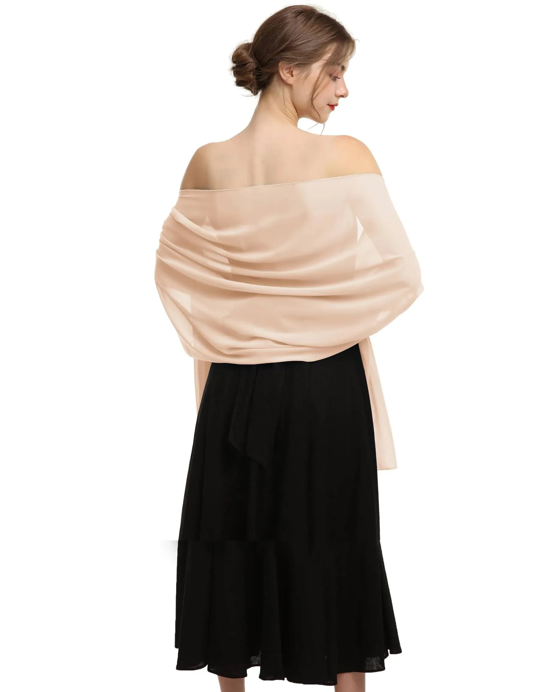 Chiffon Shawls and Wraps for Evening Dresses Women Elegant Soft Scarf Bridal ...