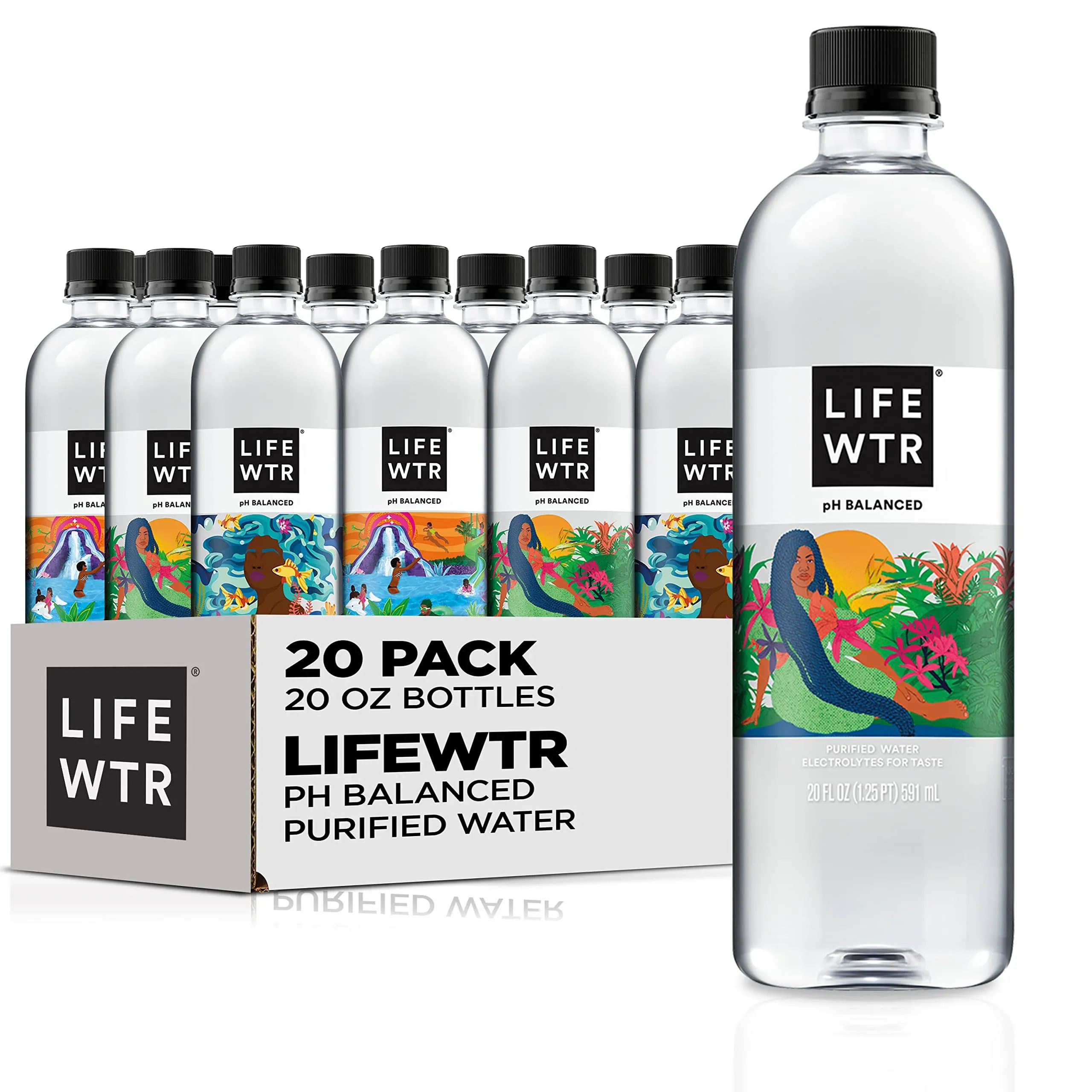 LIFEWTR Premium Purified Water pH Balanced with Electrolytes, 100% recycled plastic bottles, 16.9 Fl Oz Bottles, 500ml (Pack of 12)