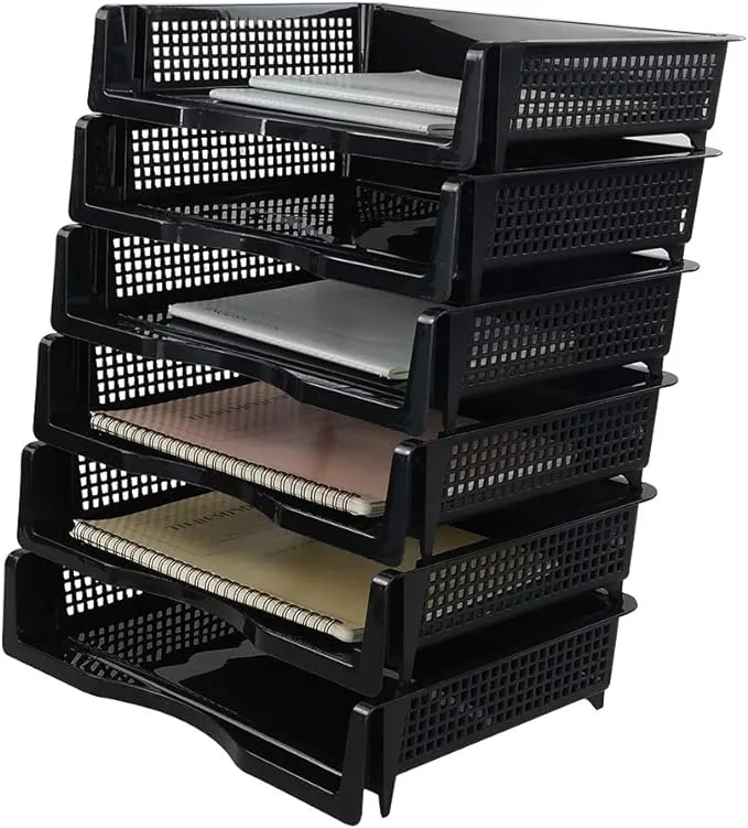 EudokkyNA 6-Tier Stackable Paper Tray Letter Tray Office Paper Organizer