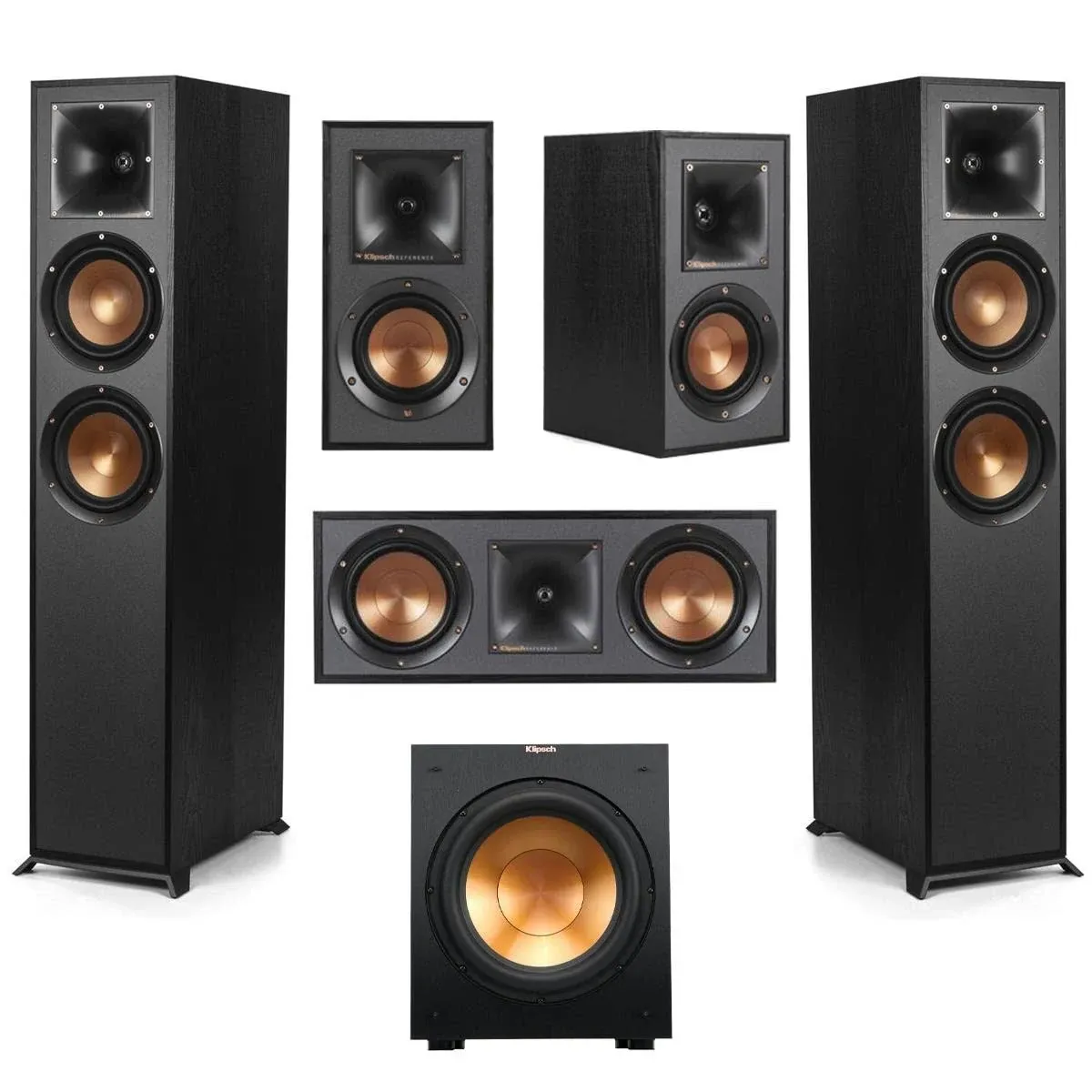 Klipsch Reference 5.1 Home Theater Pack with 2x R-620F Floorstanding Speaker, R-12SW Subwoofer, R-52C Center Channel Speaker and 2x R-41M Bookshelf