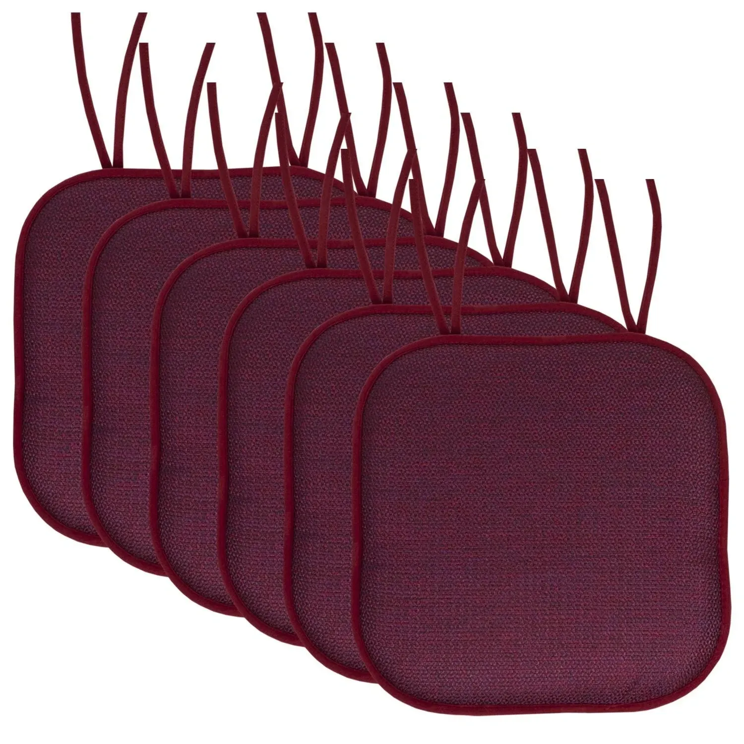 Sweet Home Collection Cameron Memory Foam Non-Slip Chair Cushion Pad with Ties 6 Pack