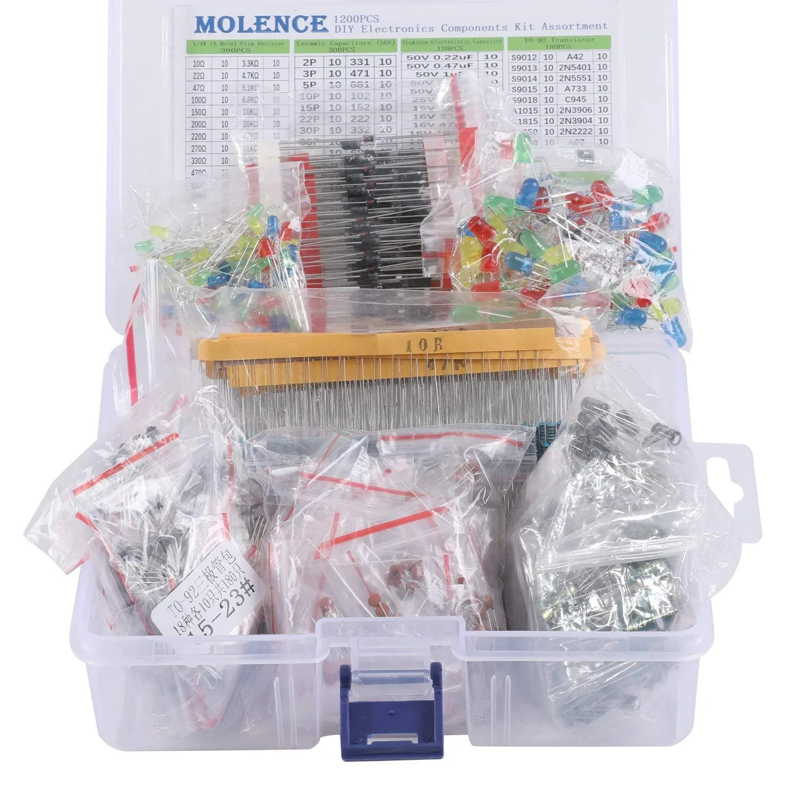 AETTL Molence DIY Electronics Components Kit Assortment 1200pcs Diode Triode ...