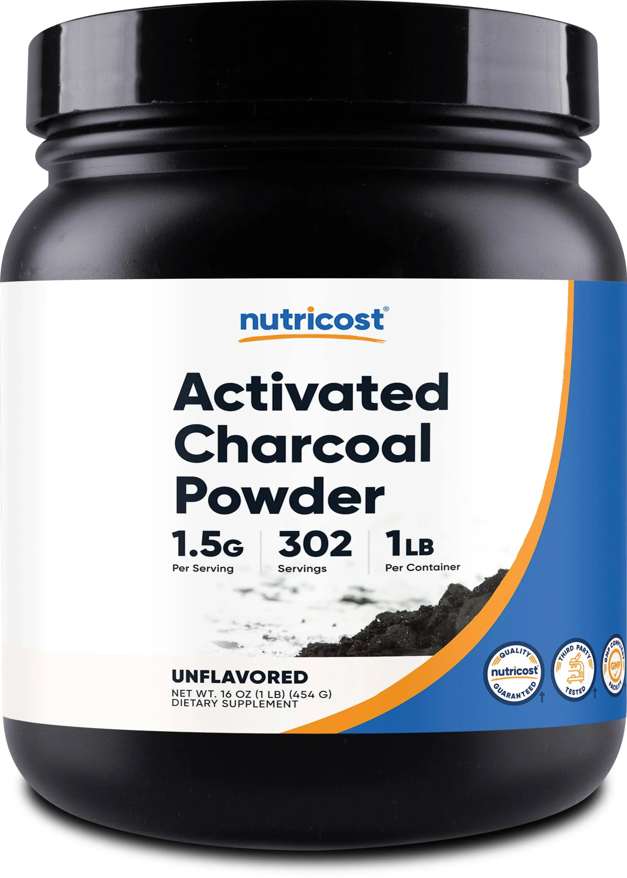 Nutricost Activated Charcoal Powder 1lb - Food Grade Powder, Toothpaste, Facemask, Odor Control, Vegetarian, Gluten Free, Non-GMO