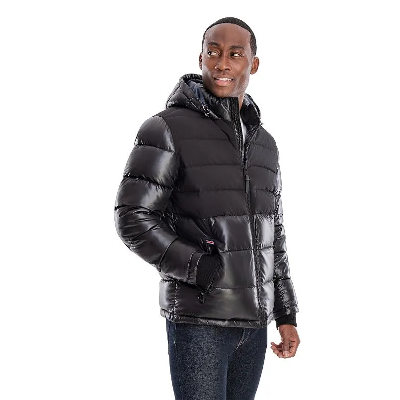 Tower Mens Puffer Colorblock Quilted Coat