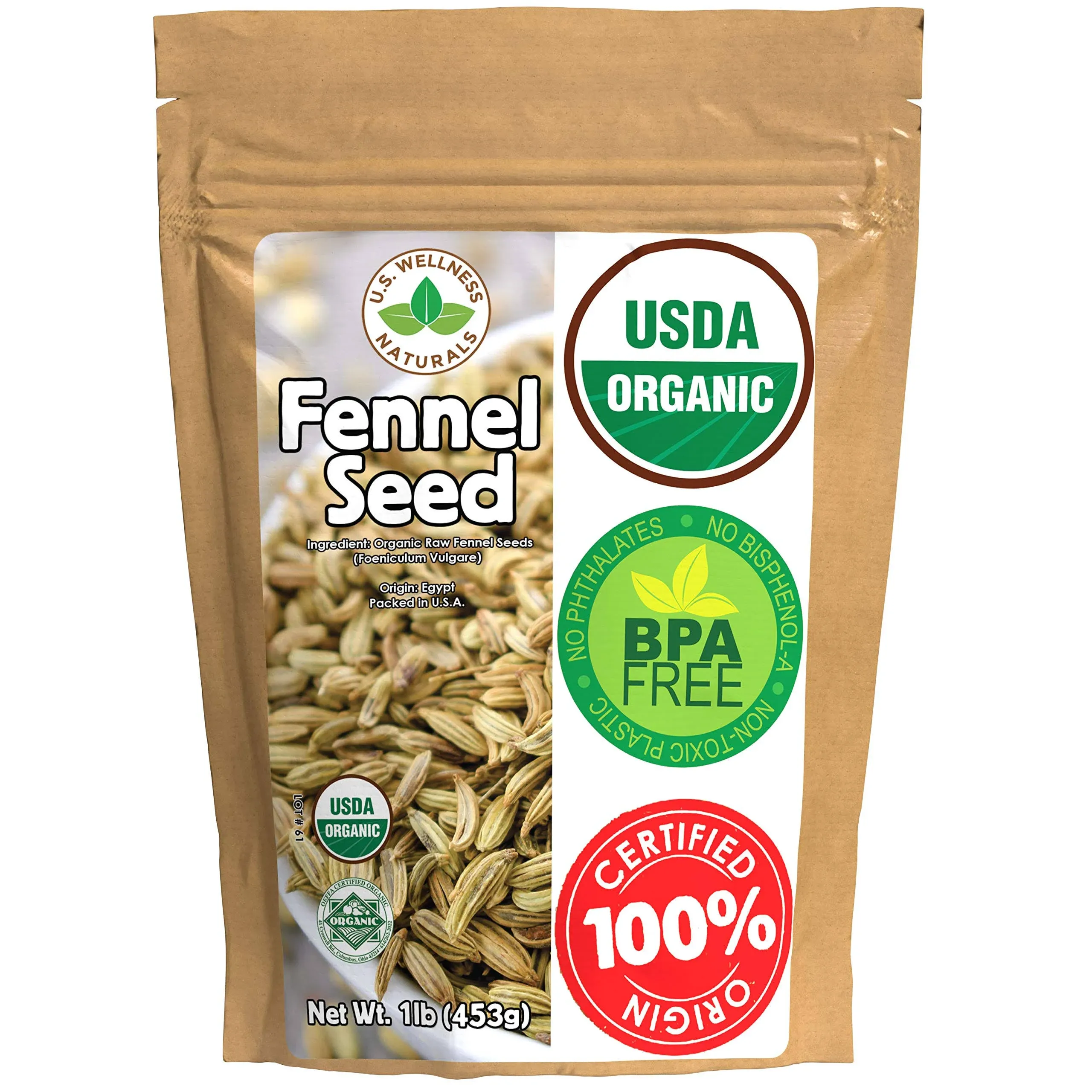 Fennel Seed 1lb (16oz) 100% Certified Organic Egyptian Fennel Seed (Foeniculum ...