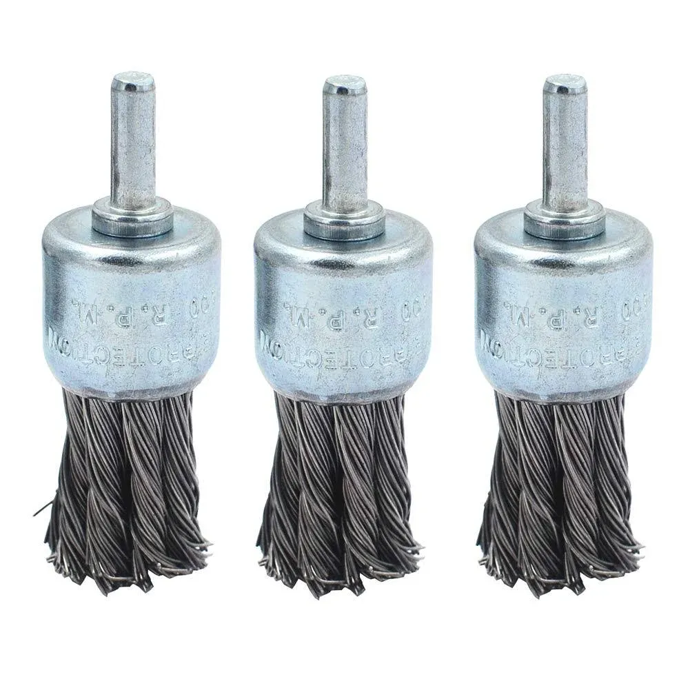 3 Packs 1 Inch Twist Wire Knot Cup Brush With 1/4 Inch Round Shank For Drill Not