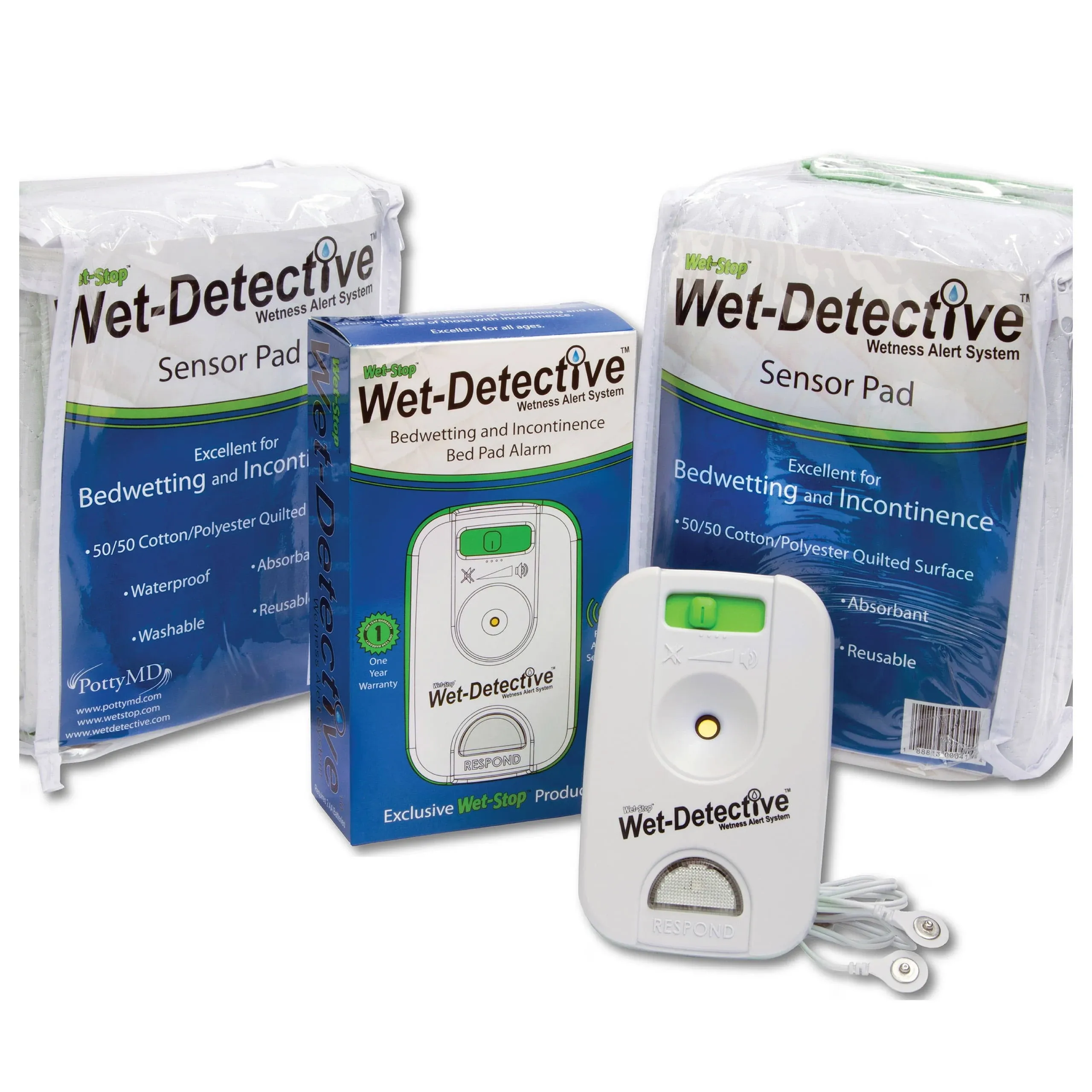 Wet Detective Bedwetting Kit, Incontinence Alarm System, Includes 2 Sensor Pads