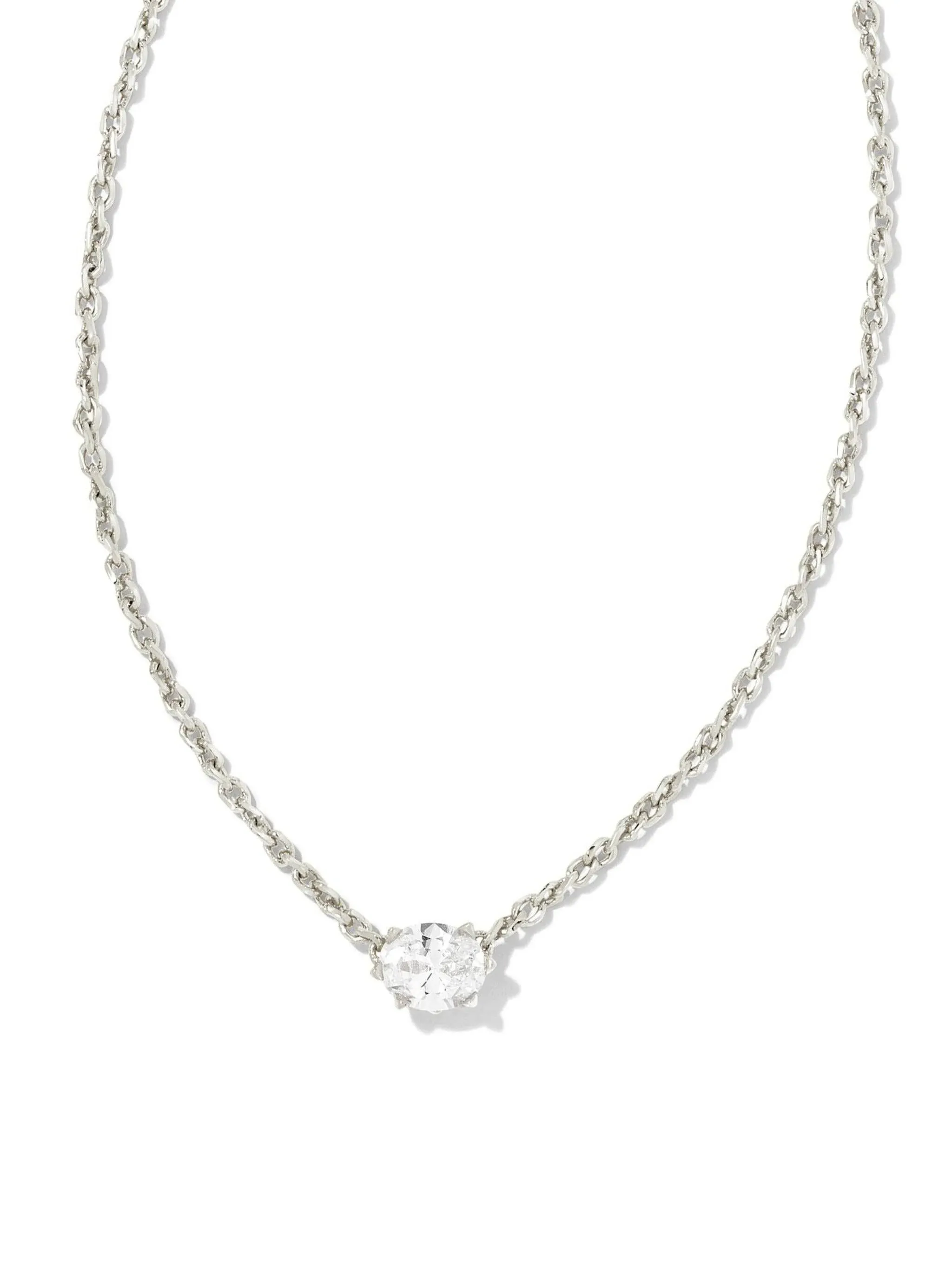 Kendra Scott Cailin Silver Pendant Necklace White Crystal