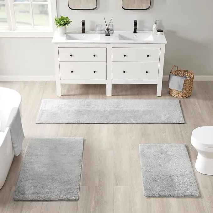 Beautyrest Plume Reversible Cotton Bathroom Rug Grey 21”x 34