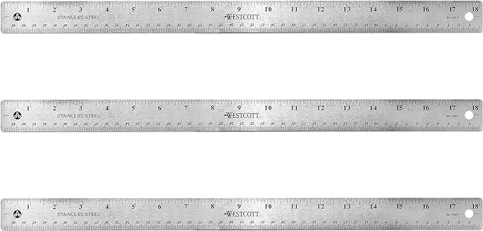 Westcott Stainless Steel Ruler Pack of 3