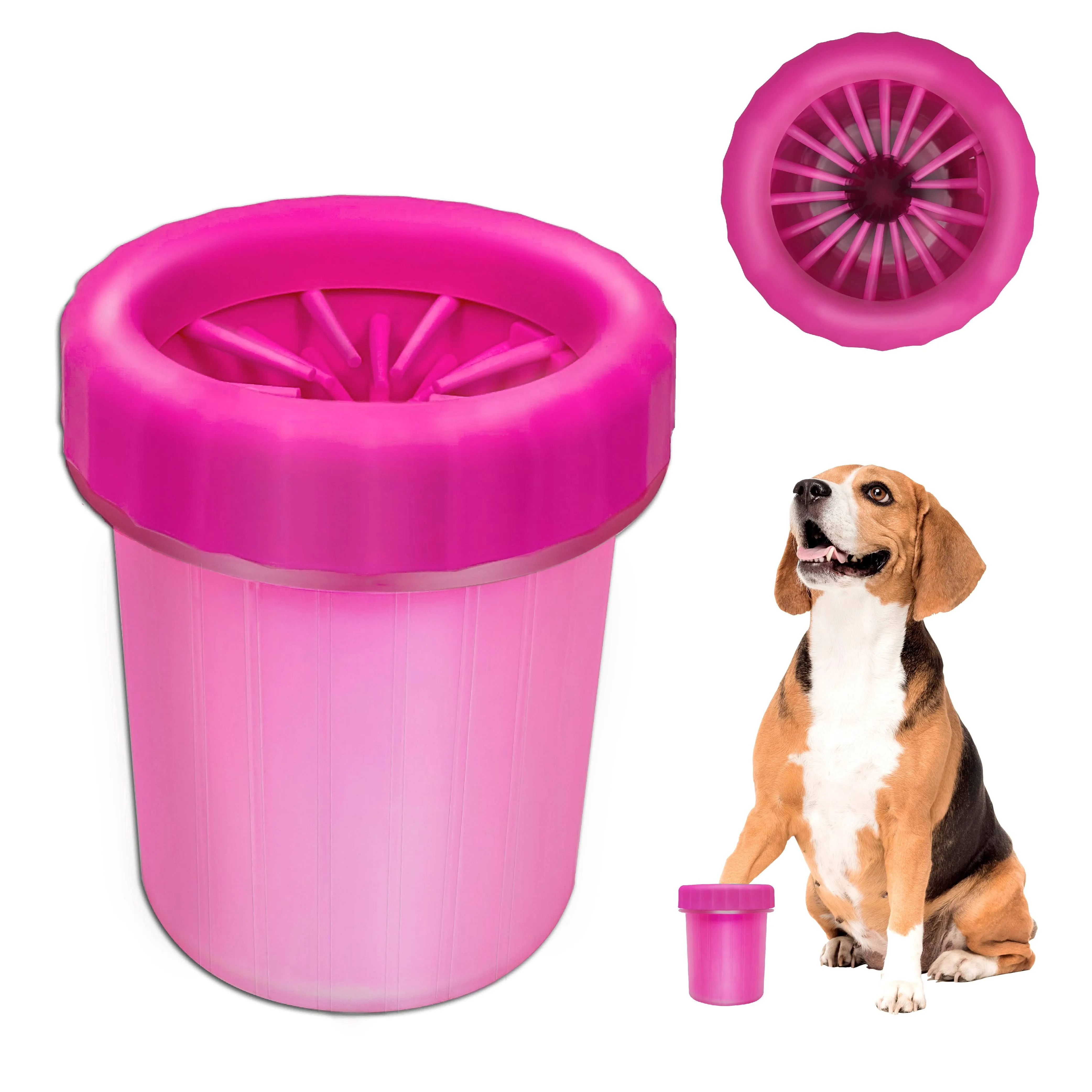 Dog Paw Cleaner, Portable Pet Cleaning 360º Silicone Washer Cup, for Small and Medium Breed Cats and Dogs (Pink)