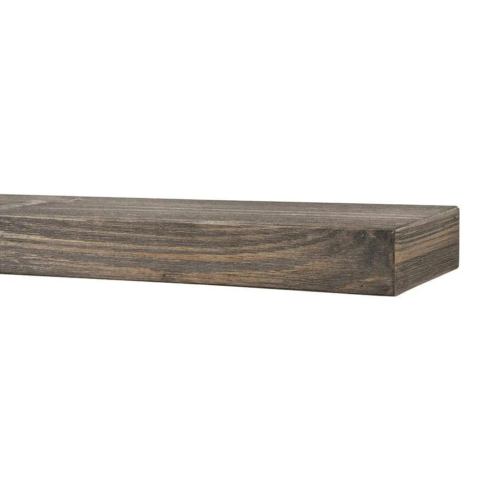 Modern Ember Vara Wood Mantel Shelf - 54 Inch Unfinished | 3 Inch Height - Variations in Grain and Natural Distresssing | Wooden Floating Wall Mounted Shelf - for Fireplaces & Décor