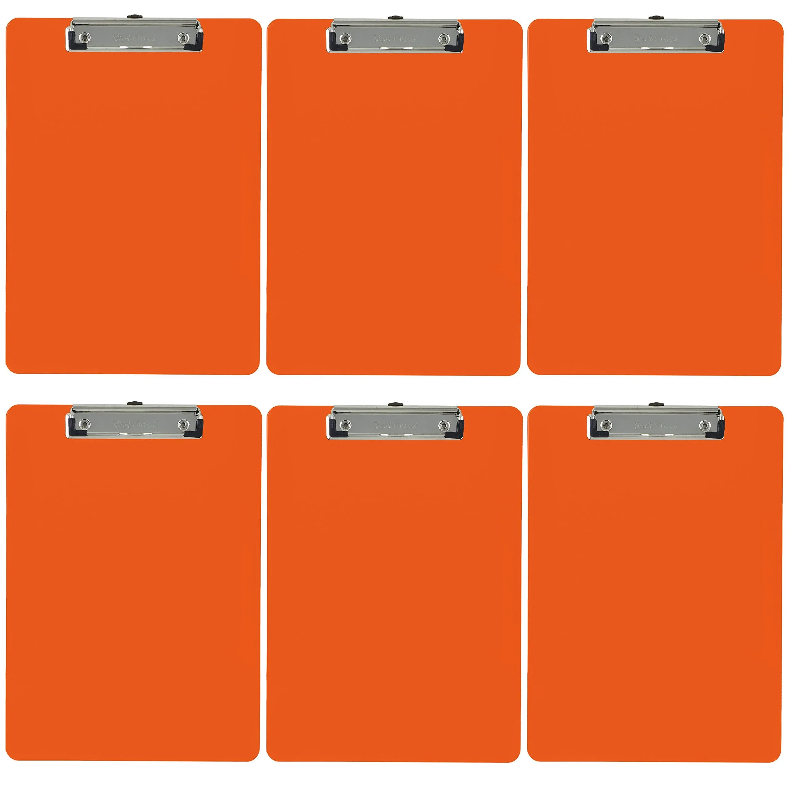 Trade Quest Plastic Clipboard Opaque Color Letter Size Low Profile Clip (Pack of 6) (Orange)