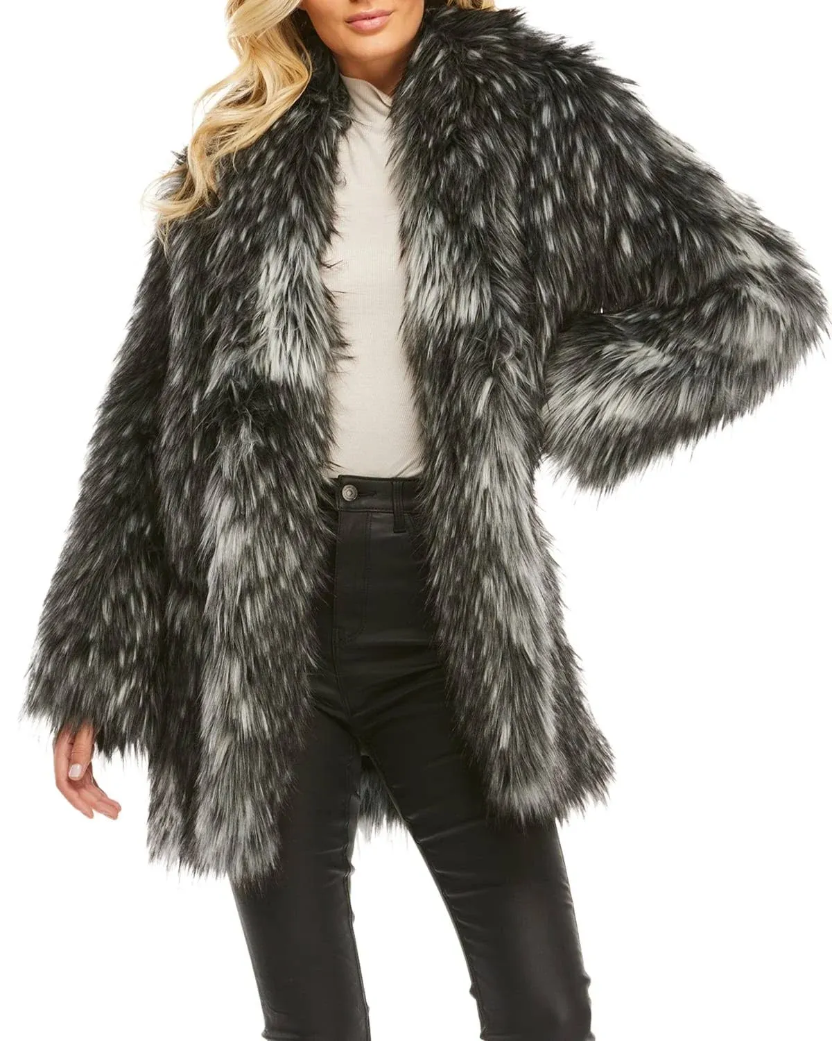 Smokey Fox Faux Fur Shawl Collar Coat