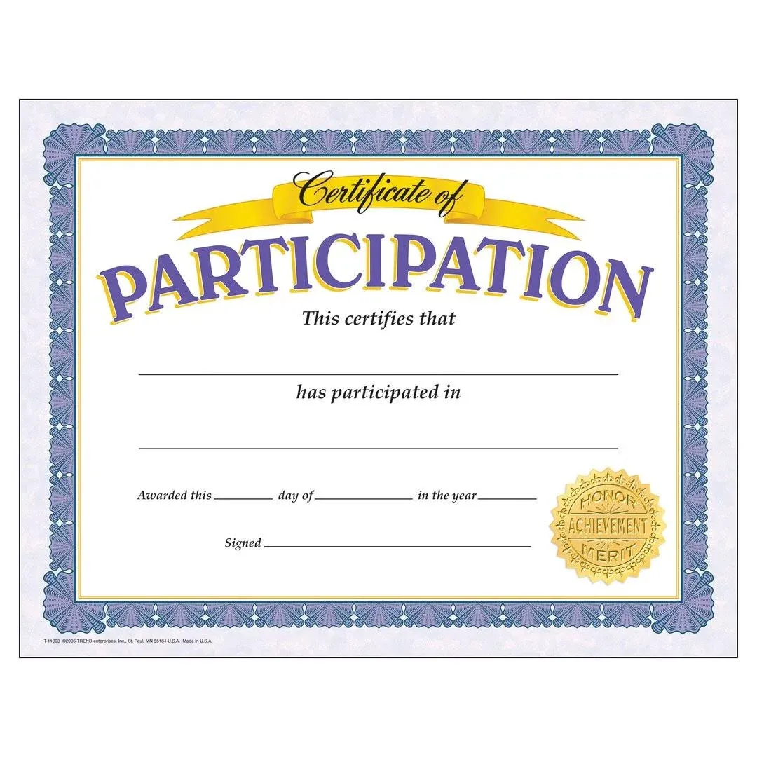 Certificate of Participation - Trend Enterprises