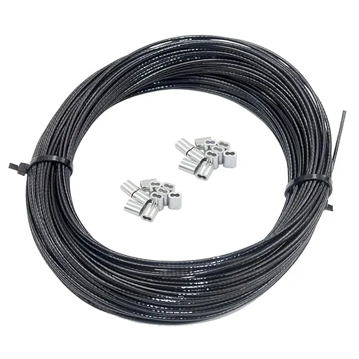 Soft Black Vinyl Coated 100 ft 304 Stainless Steel Cable Wire Rope 5/128 inch...