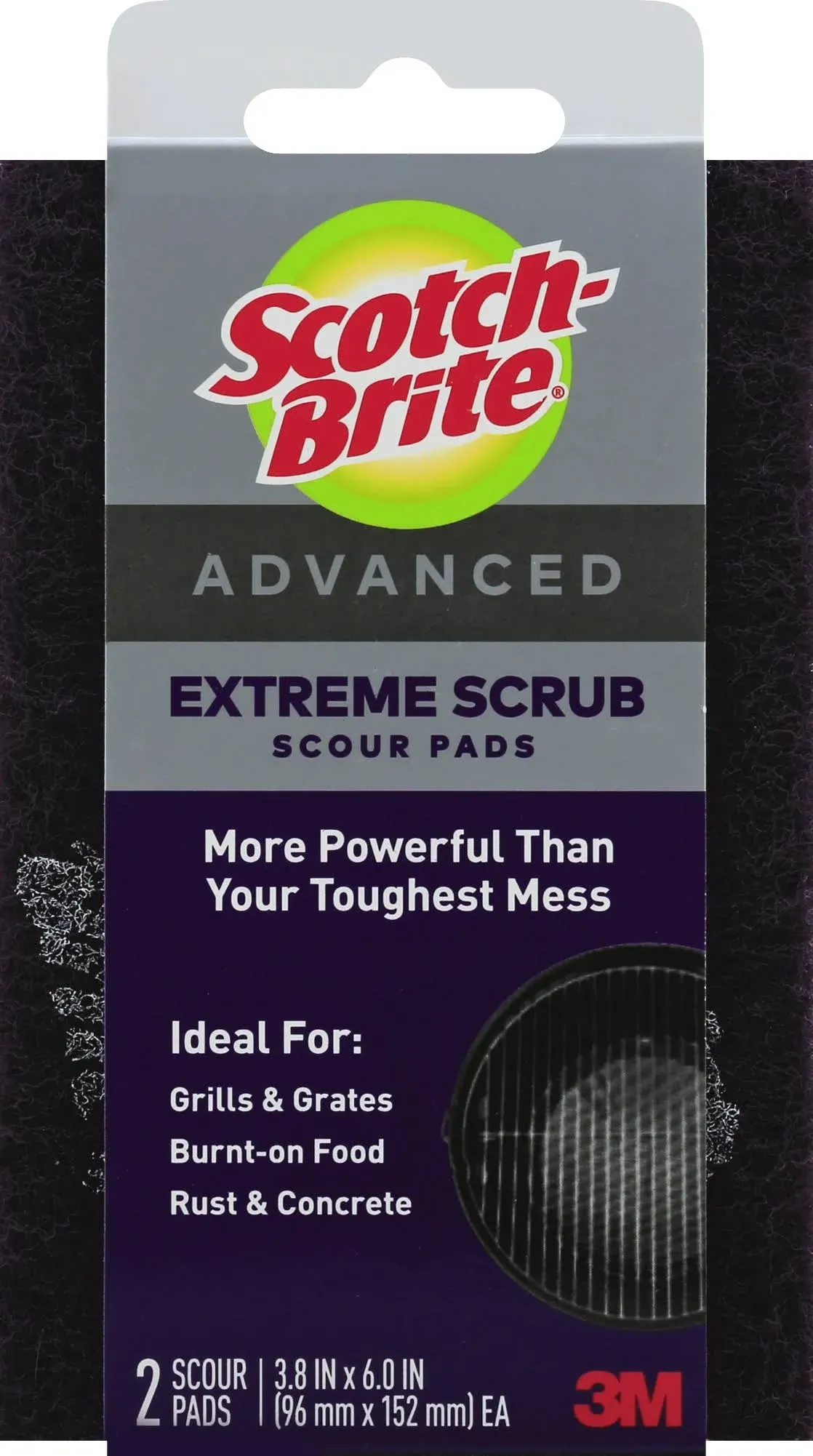 Scotch-Brite Extreme Scrub Heavy Duty Scouring Pad For Grill 4.4 in. L , 2PK