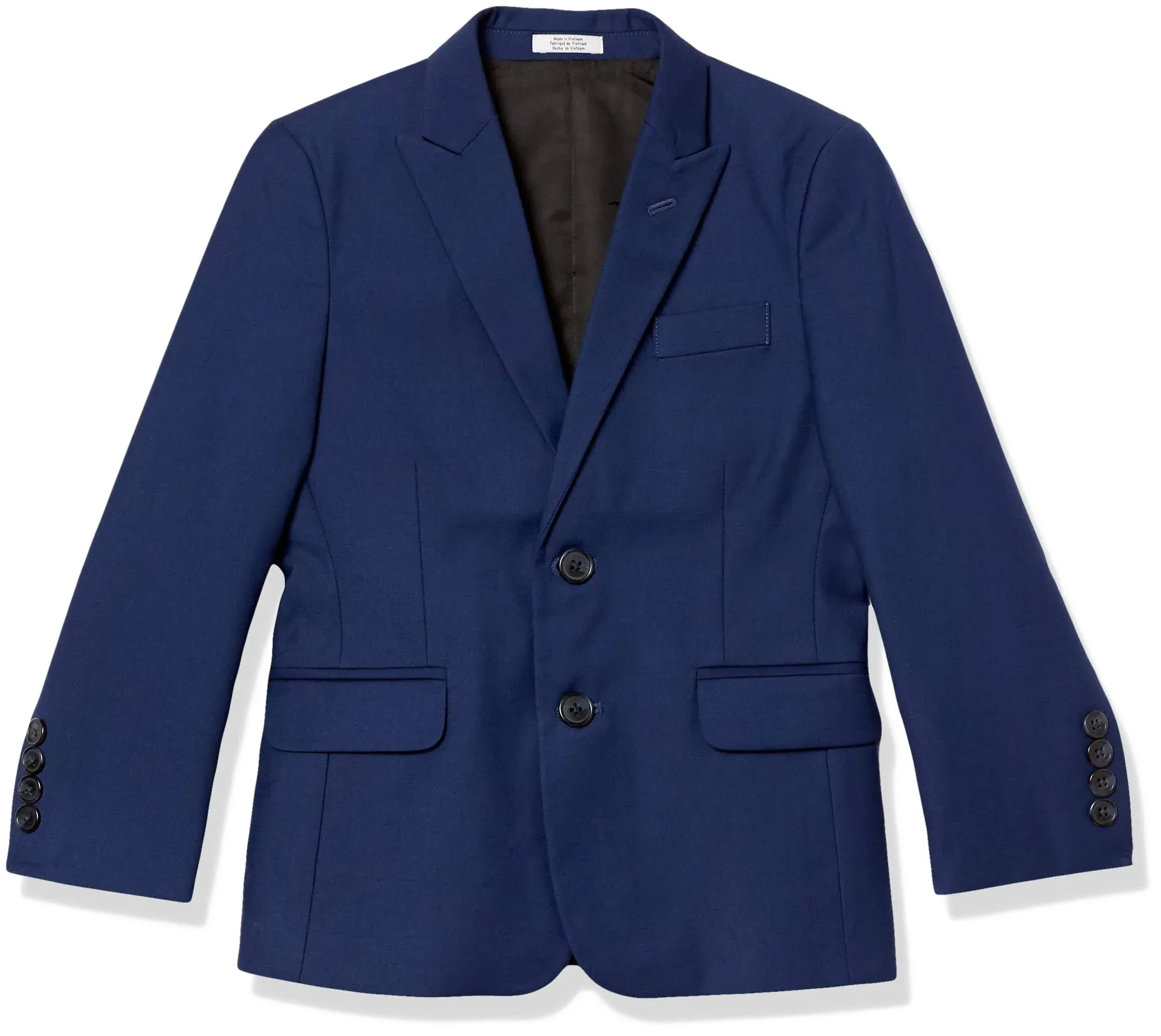 Calvin Klein Boys' Bi-Stretch Blazer Suit Jacket, 2-Button Single Breasted Closure, Buttoned Cuffs & Front Flap Pockets