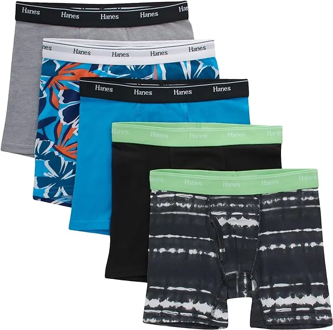 Hanes Boys' 5pk Originals Camo Boxer Briefs - Gray/Black