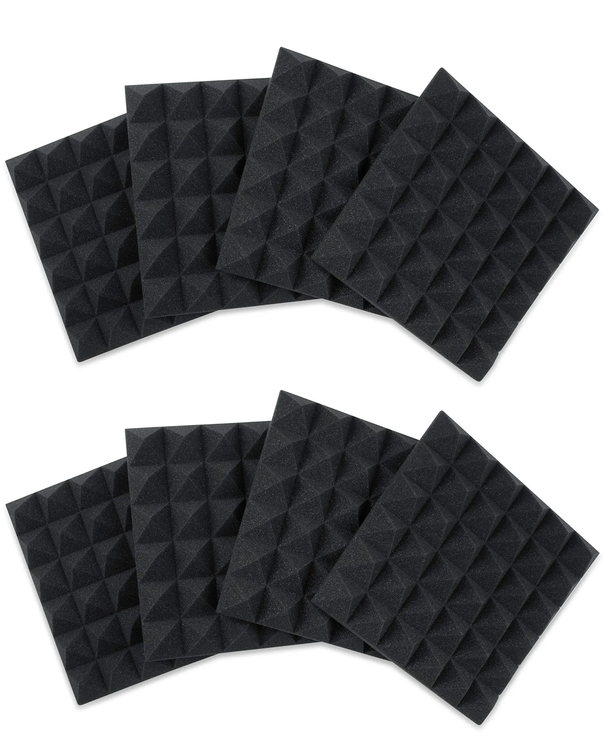 Gator GFW-ACPNL1212PCHA-8PK 8-Pack 12x12x2-inch Pyramid Foam Charcoal