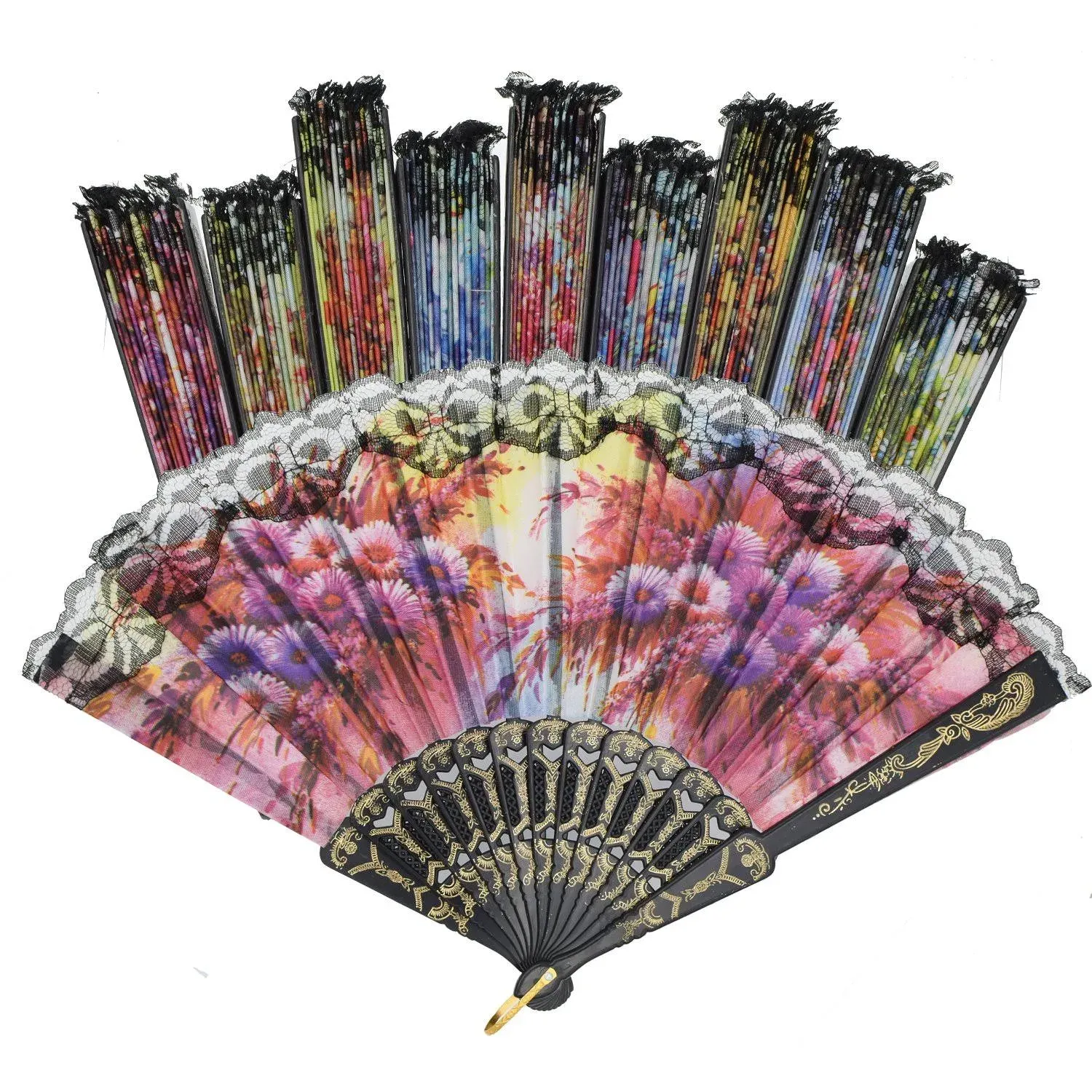 Yokind 10 Pack Vintage Spanish Floral Folding Hand Fan