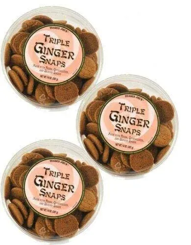 Trader Joes Triple Ginger Snaps - 3 Pack (14 oz Tubs Each)