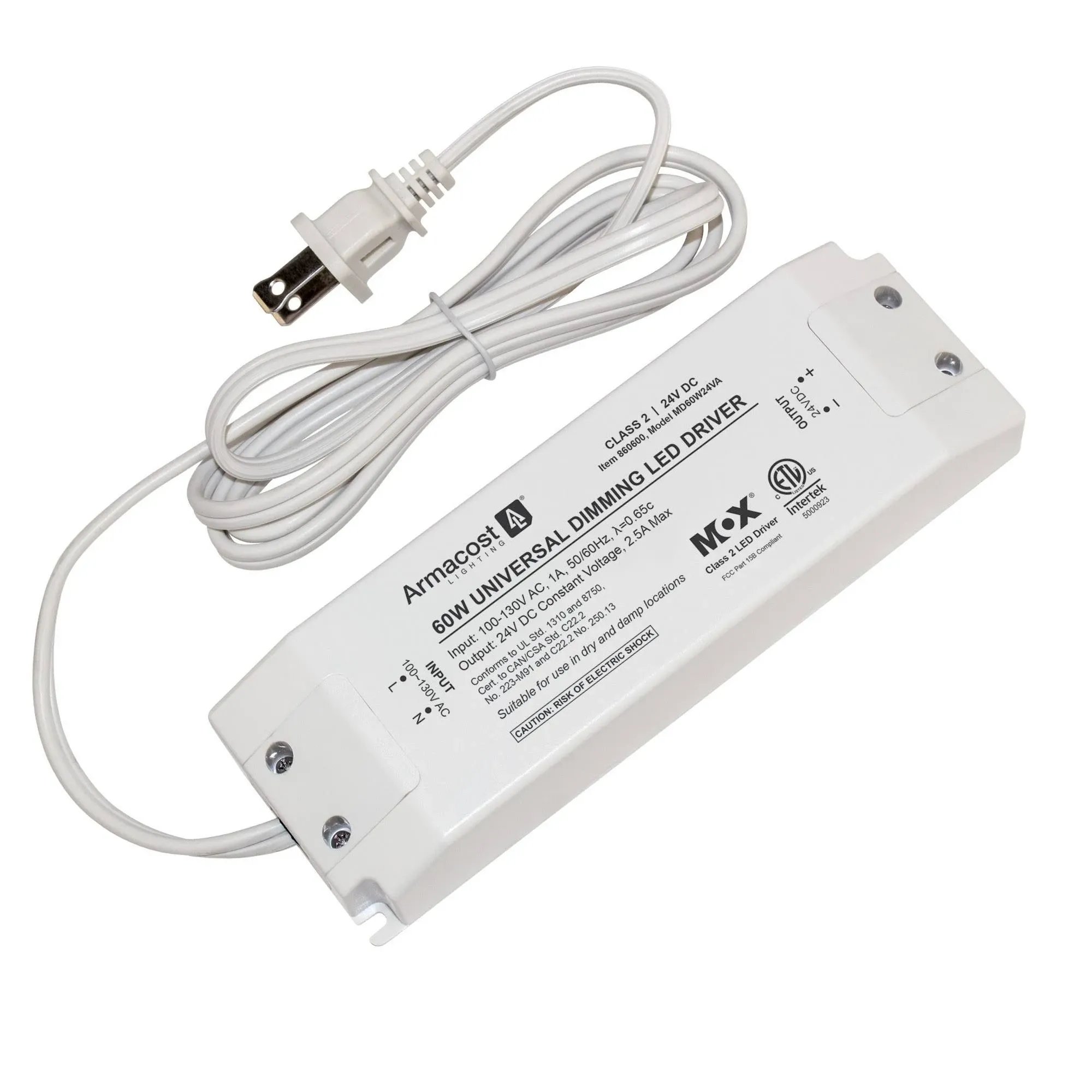 Armacost Lighting 860600 24 Volt Universal LED Dimmable Driver 60 Watt White